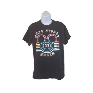 Vintage Disney Rainbow Mickey T Shirt M World 71 Black Short Sleeve Nostalgia